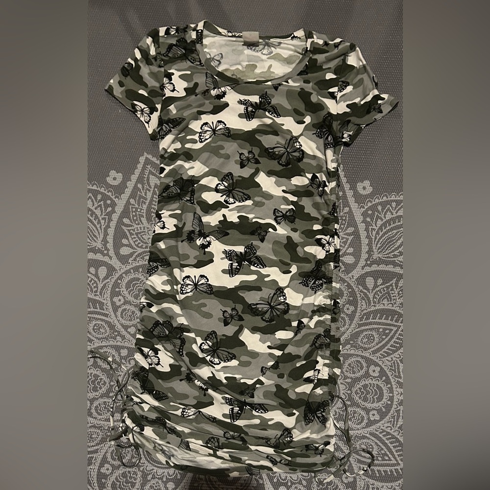 Camouflage Butterfly Print Dress